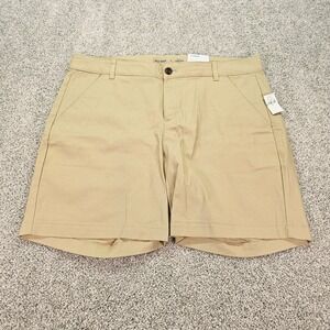 New Old Navy Womens Khaki High‎ Rise Bermuda Stretch Shorts Size 16 Tan Chino